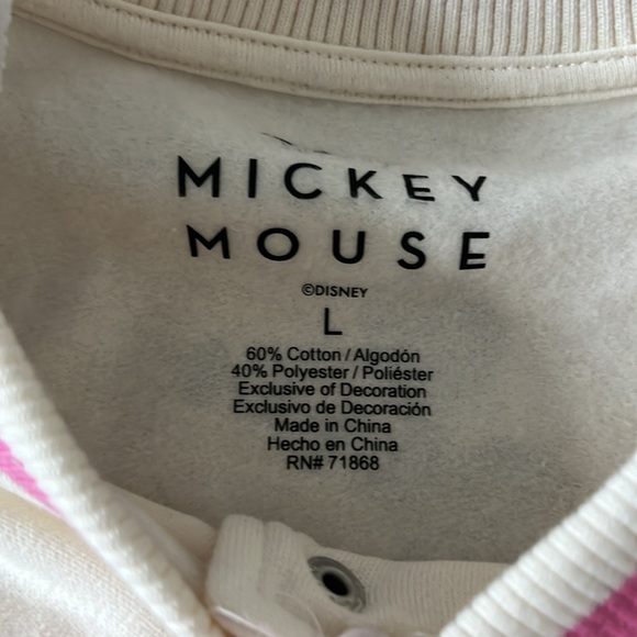 Classic Disney Embroidered Mickey Mouse Bomber Varsity Jacket Top Cream Pink - Picture 7 of 12